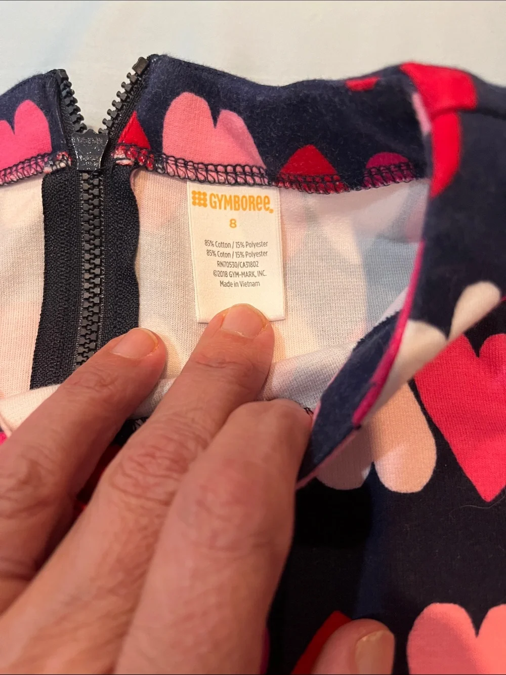 Gymboree Navy, Red, Pink & White Heart Pocket Dress